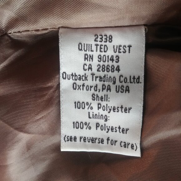 Outback Trading Company soft taupe quilted zip-up vest XL - Picture 7 of 10